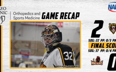 Wiemken’s 37-Save Shutout Backstops Bruins to win over Minot